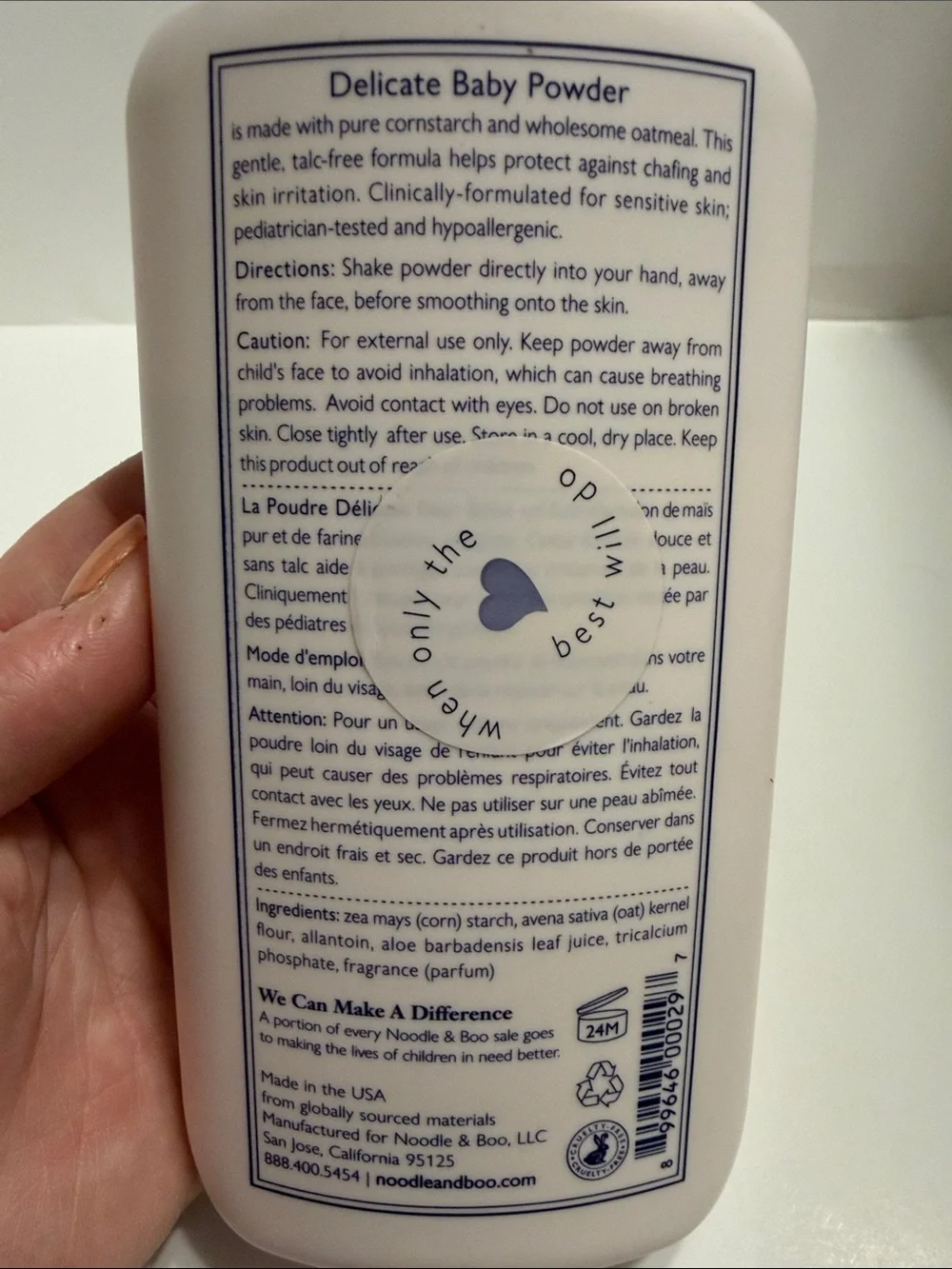 Noodle & Boo Delicate Baby Powder Bottle in White and Navy